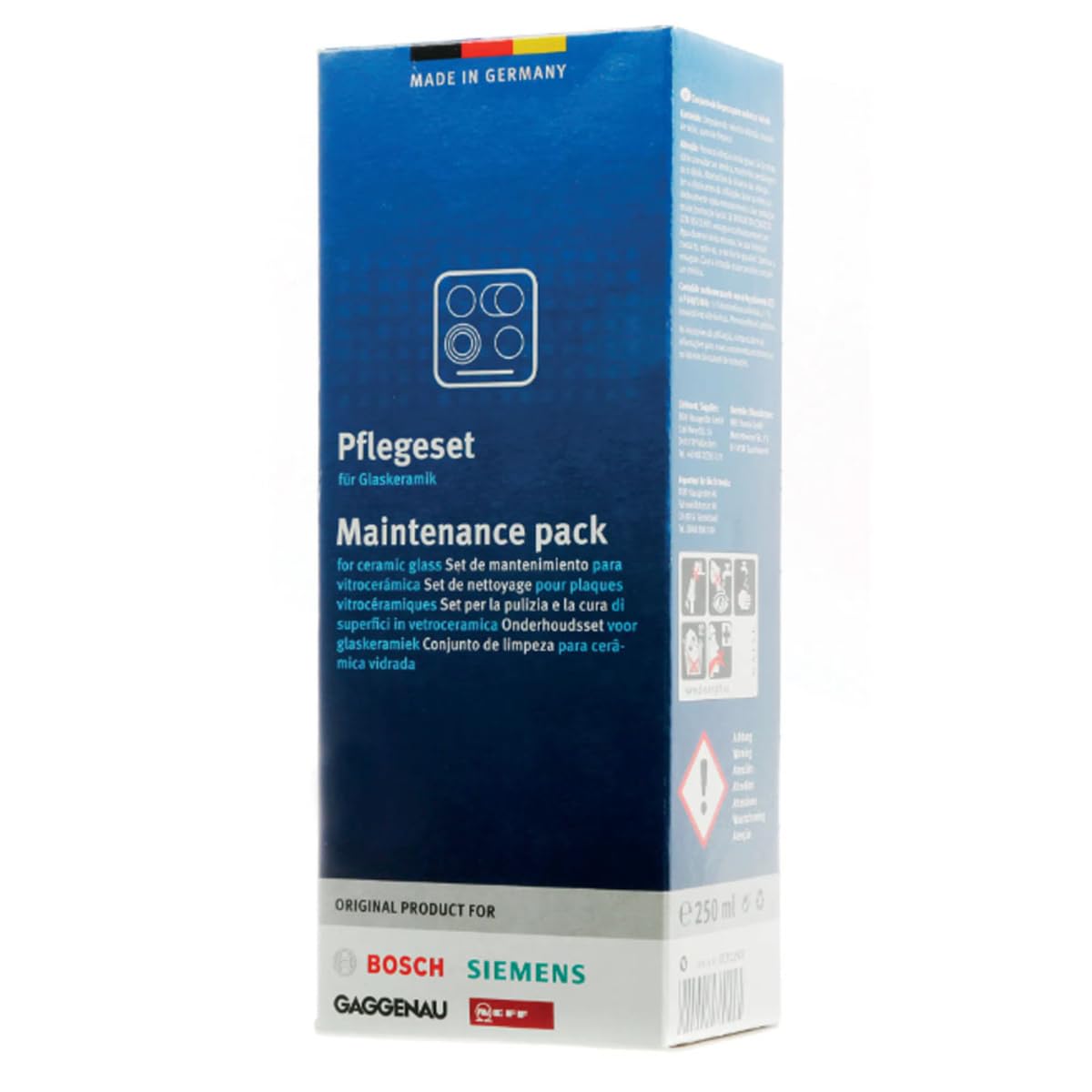 Pack de 3 Productos para la Limpieza Integral para Vitrocerámicas compatible con Bosch | Brillo y Cuidado Profesional - Limpiador de 250 ml - 00311900