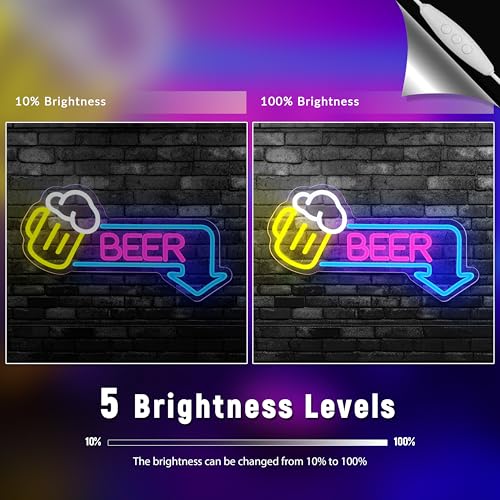 Image of Beer Neon Signs Led Beer Neon Sign for Wall Decor Dimmable Bar Led Sign Neon Sign for Man Cave Bedroom Home Bar Shop Pub Bistro Party Game Room Decor Gifts