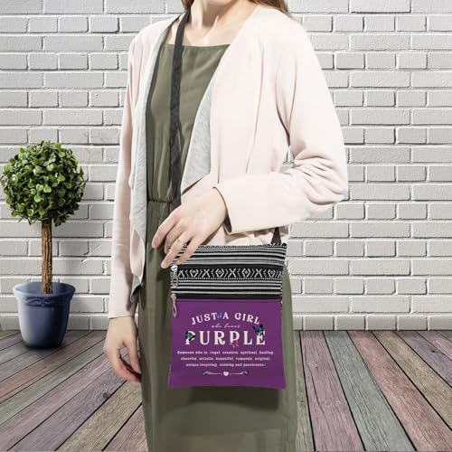 Just Love Purple Messenger Bag Small Ethnic Pattern Printed Adjustable Strap Crossbody Zipper Bag Phone Bag Wallet Cute Shoulder Handbag for Purple Lovers Women3