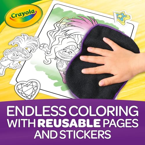 Crayola Trolls Color & Erase Sticker Activity Pad, 12 Reusable Trolls Coloring Pages & 100 Stickers, Gift - image 3