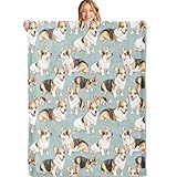 MIEPOS Cute Corgi Print Throw Blanket,50x60in,Soft,Lightweight Flannel,Cartoon Dog Blankets - Gifts for Kids & Animal Lovers,for Couch Office Travel,Home Living Room Bed Decor