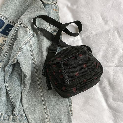 Image of Cute Strawberry Purse for Women Strawberry Bag Corduroy Tote Bag for Women Messenger Bag Cute Crossbody Bags Handbags