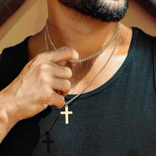 sailimue Stainless Steel Cross Necklace for Men Layered Cross Chain - image 7