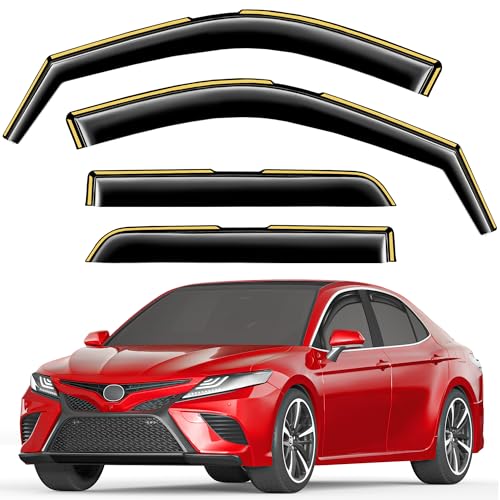 Image of in-Channel Window Visors Rain Guards for Toyota Camry 2018-2024 | Extra-Thick,Extra Durable,Window Deflectors,Vent Visors,Vent Shades,Car Accessories,Polycarbonate (PC)