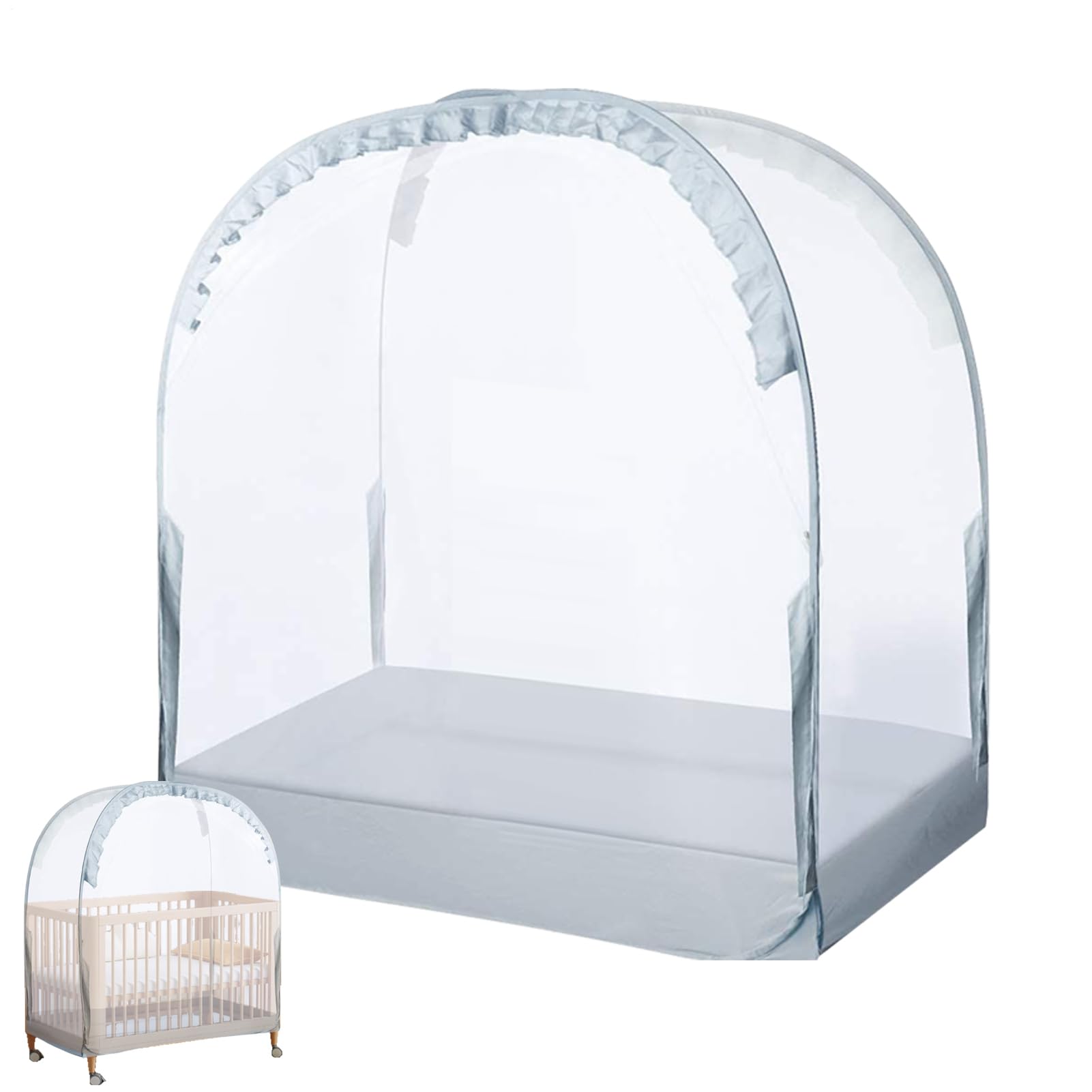 Crib Net, Pop-Up Baby Crib Tent, 27.56x51.18x55.12 inches, Breathable Mesh Bed Protection, Steel Wire Bracket, Lightweight 800g, Compact Size, Colors White Gray Pink, Safe