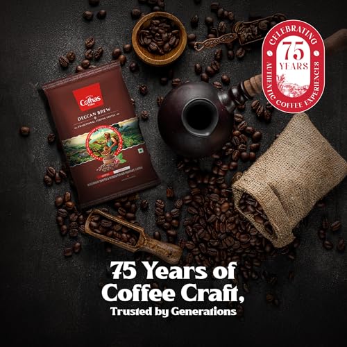 Image of Cothas Deccan Brew Strong Filter Coffee Powder | Roasted & Blended Signature Mix of 53% Coffee & 47% Chicory | Traditional South Indian | Rich Aroma & Strong Taste | 100g Pack