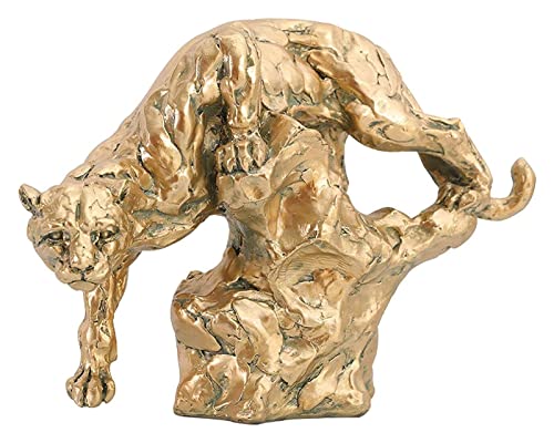 Artisanat animal panther figurine résine salon sculpture léopard or