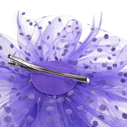 Image of DRESHOW Fascinators Hat Flower Mesh Ribbons Feathers on a Headband and a Clip Tea Party Headwear for Girls and Women