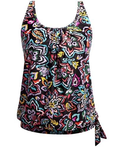 Image of Yonique Womens Blouson Tankini Top Only Loose Fit Swim Top No Bottom Modest Swimsuit