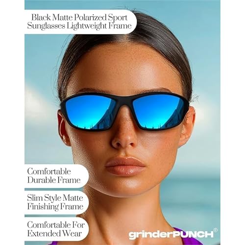 Image of grinderPUNCH Sport Polarized Sunglasses for Men & Women Baseball Running Cycling Fishing Golf Driving Shades Sun Glasses
