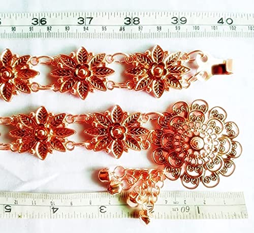 Belt Thai Rose Gold Plate Orchid Women Costume Wedding Thailand Traditional Chain Dress Dancing Ram Thai Length 40-41 Inches 1 Piece4