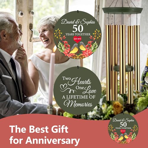 Image of ASTARIN 50th Anniversary Wind Chimes Personalized, 30 inch /36 inch Deep Tone Wind Chimes for Wife Husband Parents, Romantic Souvenirs for Men Women Couple