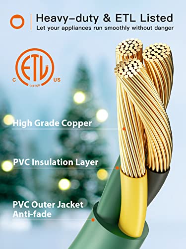 50Ft Outdoor Extension Cord With Mutil Outlets Evenly Spaced 6 Outlets 16/3 Sjtw Weatherproof Power Cable For Indoor Outdoor Christmas Halloween With Indicator Lights Etl Listed #TOP2