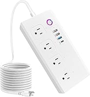 Vista 1 de Tira de alimentación inteligente WiFi con protector de sobretensiones, cable de extensión compatible con Alexa Google Assistant, 4 salidas de CA, 4