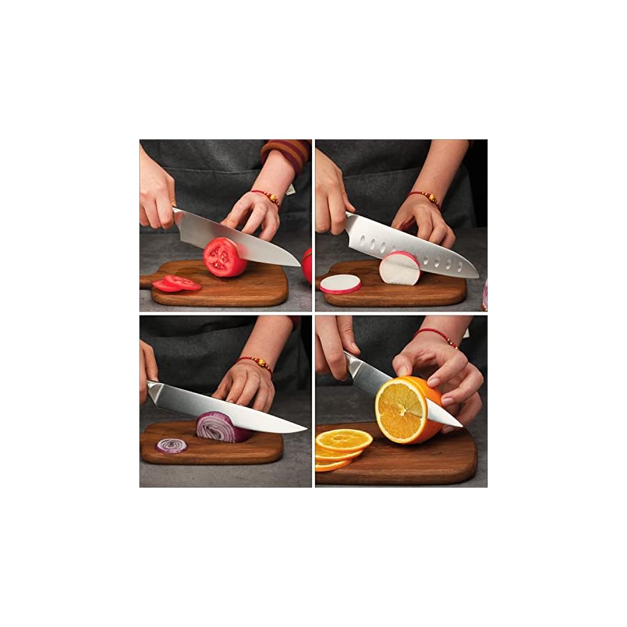 SANMUZUO Kitchen Knives Set - 7 Pieces, Stainless Steel Chef Knife Sets for Kitchen - Zhen Series