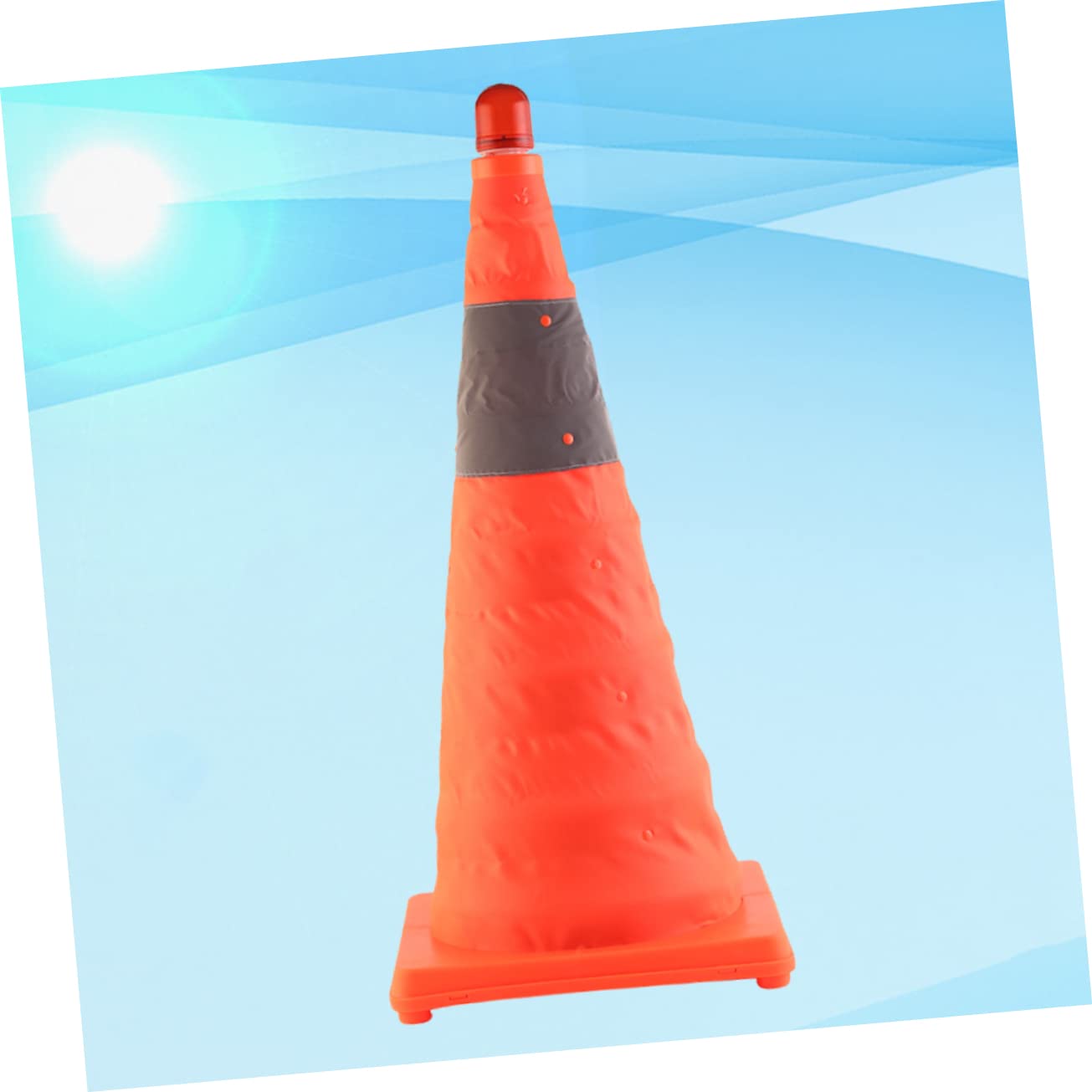 Cône Routier Pliable Réfléchissant avec Lampe LED Intégrée Orange