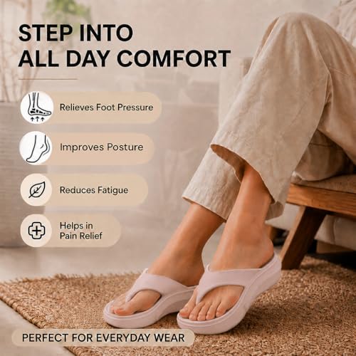 Image of ORTHO JOY Orthopedic Slippers for Women | Soft Cushioned EVA Flip Flops with Arch & Heel Support | Lightweight Anti-Slip Platform Thong Slides for Daily Wear, Indoor & Outdoor