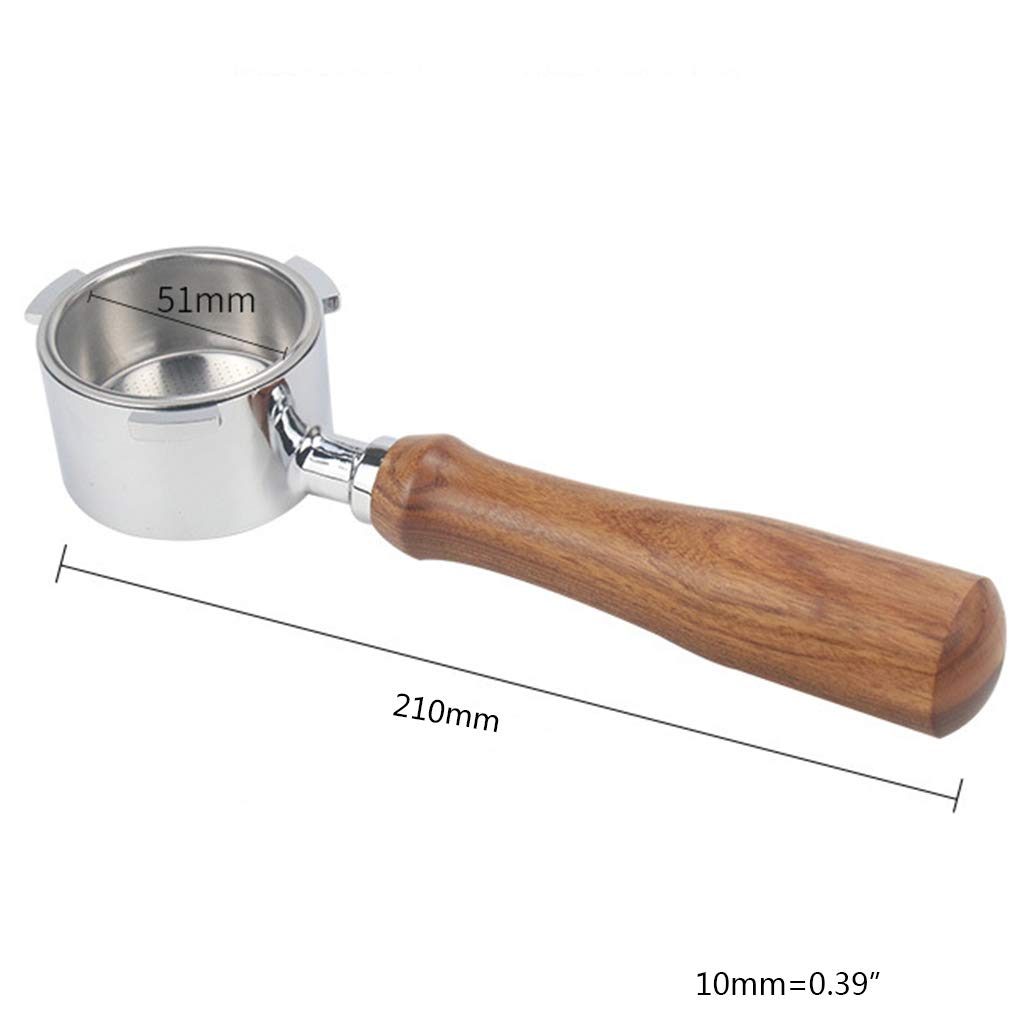 Portafiltro sin fondo ECO680 685 de 51 mm para cafetera con mango de madera de repuesto