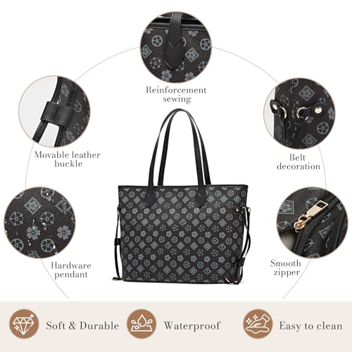 Image of Women Fashion Synthetic Leather Handbags Tote Bag Shoulder Bag Top Handle Satchel Purse Set