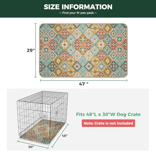 Image of FXW Washable Pee Pads for Dogs, Puppy Pads with Super Absorbent, Specifically Designed for 48inch Cages, 29 inch x 47 inch Rectangle, Beige Gourd, 2 Packs