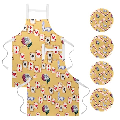Tablier de cuisine pour restaurant et bistrot avec motif de poker rétro multicolore