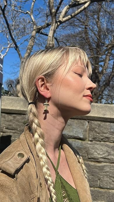 Gold Mushroom Earrings for Women– Unique Trendy Golden Dangle Earrings, Boho Chic Handcrafted Fashion Jewelry, Lightweight Elegant Gift for Her - Image 3