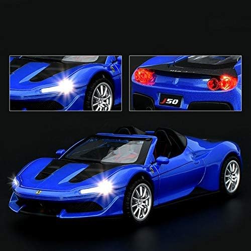 Image of Ferrari J50 Model Car with Box, Zinc Alloy Pull Back Toy car with Sound and Light for Kids Boy Girl Gift [Colors as Per Stock]