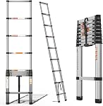 5M Telescopic Ladder with Detachable Hooks Stainless Steel Heavy Duty Extendable Foldable Multi Purpose 16.5ft Ladder, More Sturdy and Durable Than Aluminum Ladder