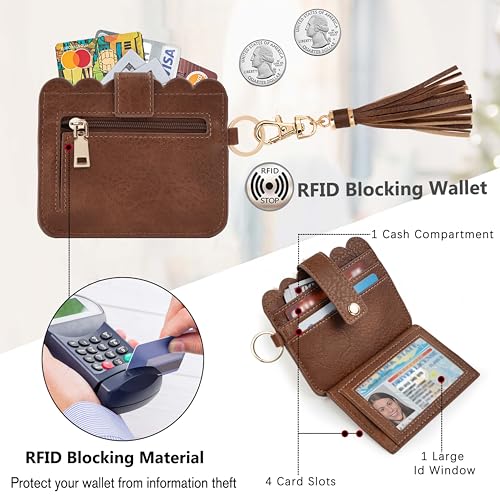 Image of Wristlet Wallet for Women with Keychain - RFID Card Holder Small Wallet Wristlet with Key Ring