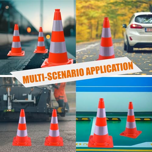 ZincOrange Pack de 8 Conos de Tráfico, Conos de Seguridad con Cinta Reflectante y Material PVC para Seguridad Vial, Estacionamiento, Entrenamiento Deportivo y Actividades al Aire Libre (50cm H) - imagen 4