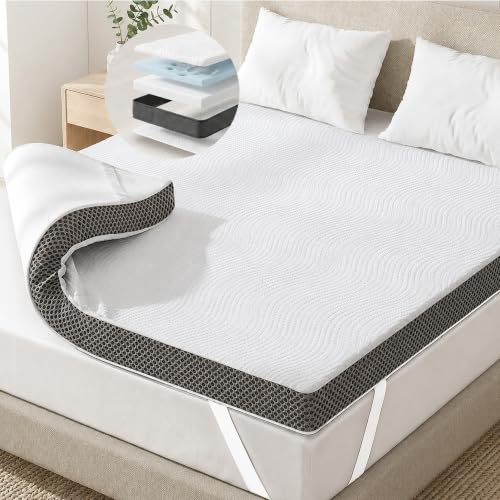 Degrees of Comfort Memory Foam Mattress Topper Double Size 8cm Thick Hypoallergenic Toppers with Airflow Mesh and Soft Washable Anti-Slip Cover for Back Pain and Silentnight Sleep 135x190cm