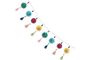 Exquisite Boho Fan & Pom Garland with Tassels: A Touch of Enchantment for Any Space