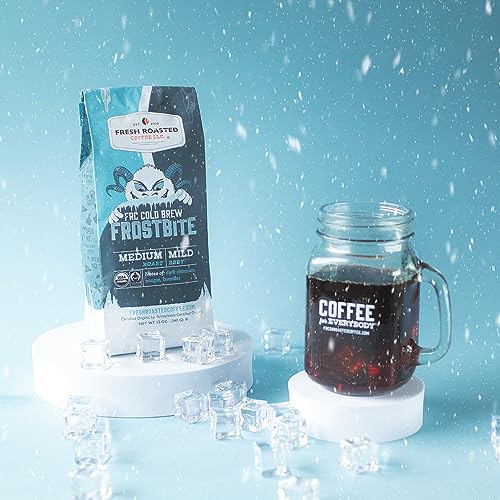 Image of Fresh Roasted Coffee, Organic Frostbite Cold Brew Whole Bean Coffee, Medium Roast, USDA Organic, 3rd Party Tested for Mold, Mycotoxin & Pesticides, Kosher, 12 oz