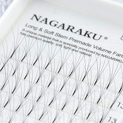 NAGARAKU Extensions de Cils Premade Volume Russe en Soie Bouquet de Cils 3D 4D 5D-10D Faux-Cils Professionnel Eyelash Extensions Russe(4D 0.07mm C Curl 9mm 12 Rangées)
