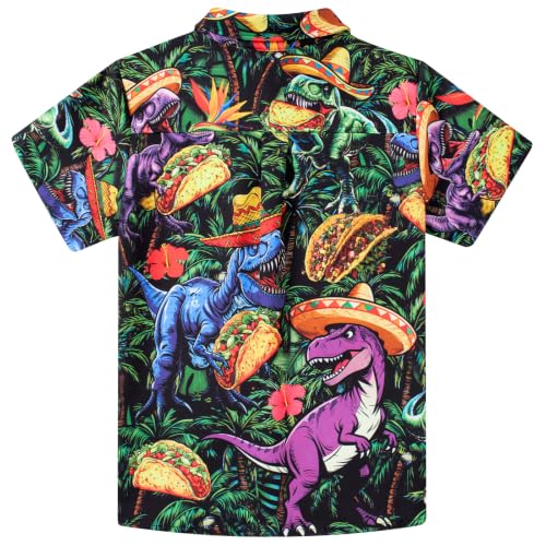Image of uideazone Boys Novelty Print Short Sleeve Button Down Hawaiian Shirt 5-14Y