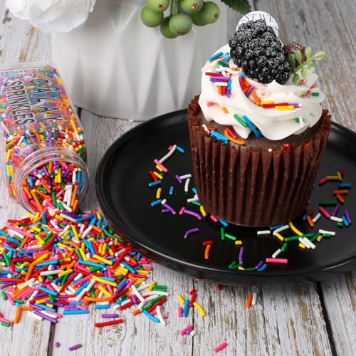 Rainbow Jimmies Sprinkles, Rainbow Sprinkles for Cake Decorating, Edible Sprinkle Mix for Baking, Ice Cream Toppings, Cupcakes, Cookies, Donuts