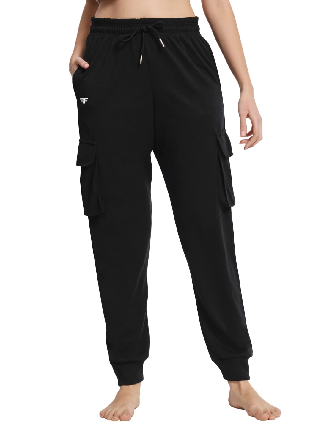 Cotton Solid Black Joggers/Track Pant/Solid Pajama/Leggings for Women with 4 Pockets-image-3