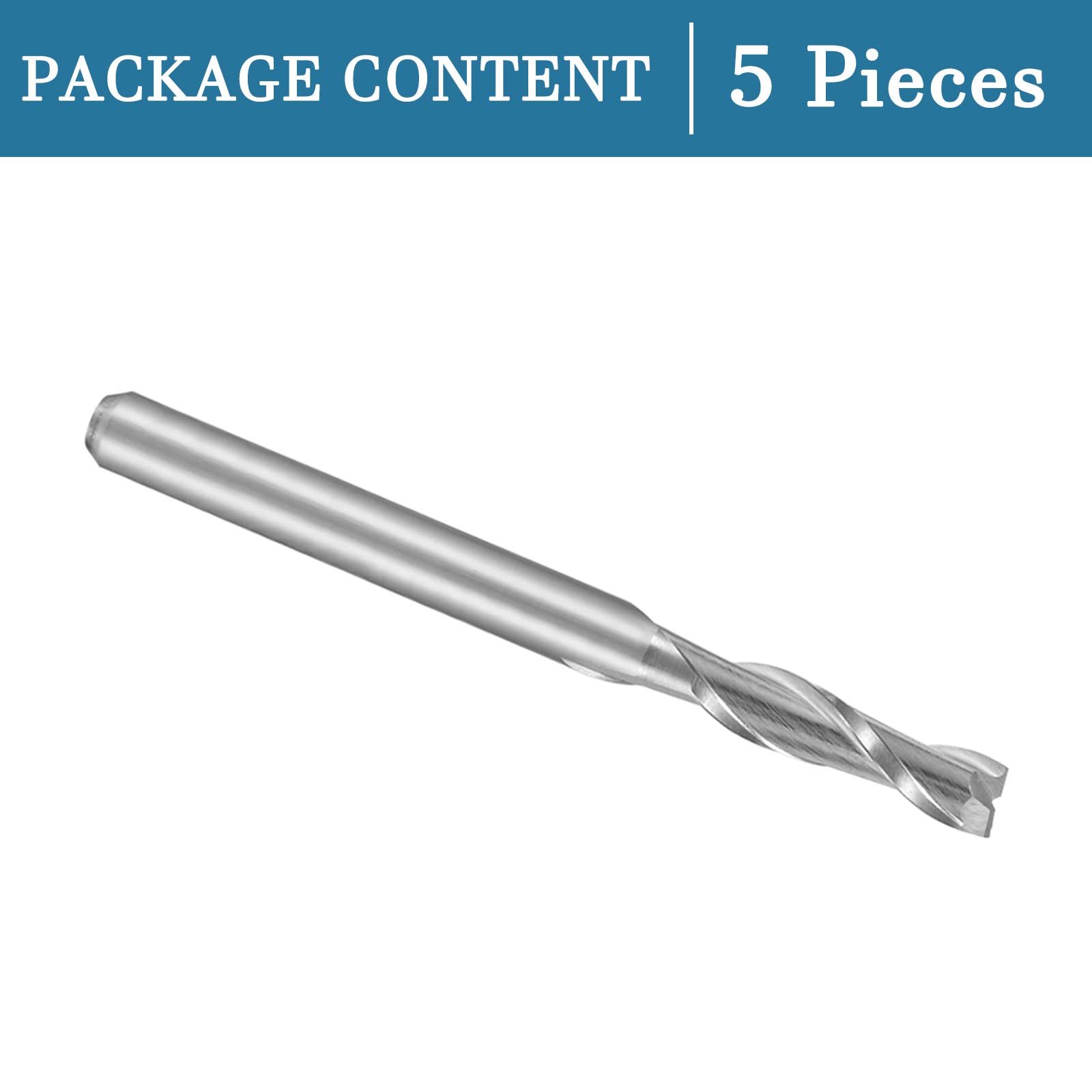 5 Frese A Spirale In Carburo Per CNC - 3.0mm X 12mm, Gambo 3.175mm, Per Plastica, Legno E Resina - Foto 2