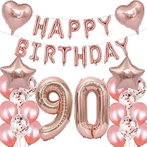 luftballons 90 jahre geburtstag deko rosegold frau,Geburtstagsdeko 90 Jahre frauen Dekoration rosegold folienballon 90…