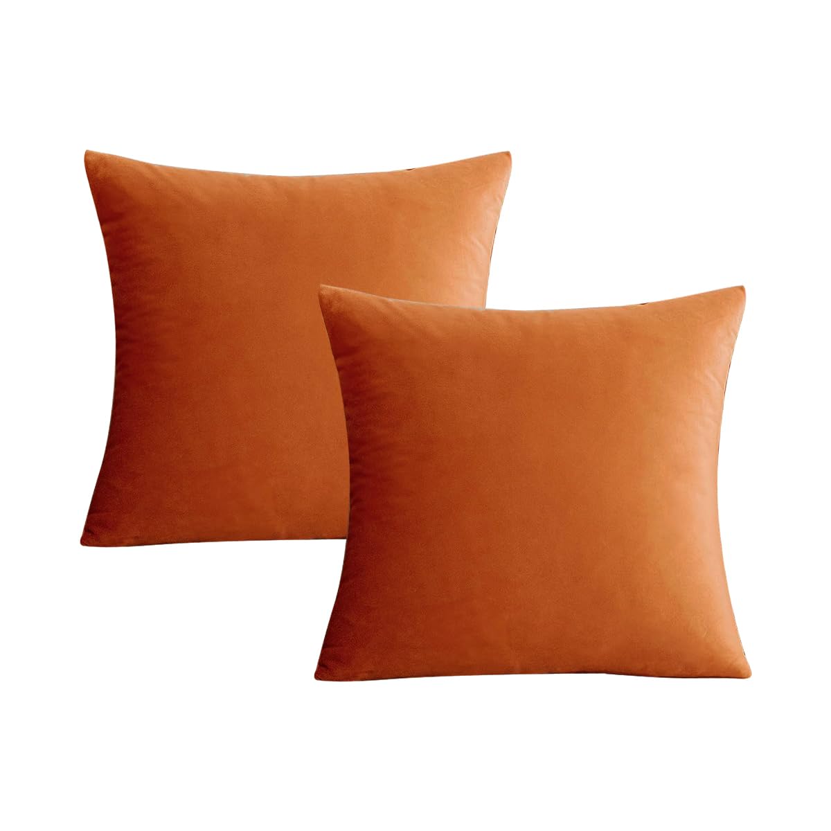 VAKADO Autumn Burnt Orange Velvet Cushion Covers Throw Pillow Covers Thanksgiving Square Cozy Soft Solid Decorative Home Decor for Couch Sofa Bedroom Car Set of 2,40x40