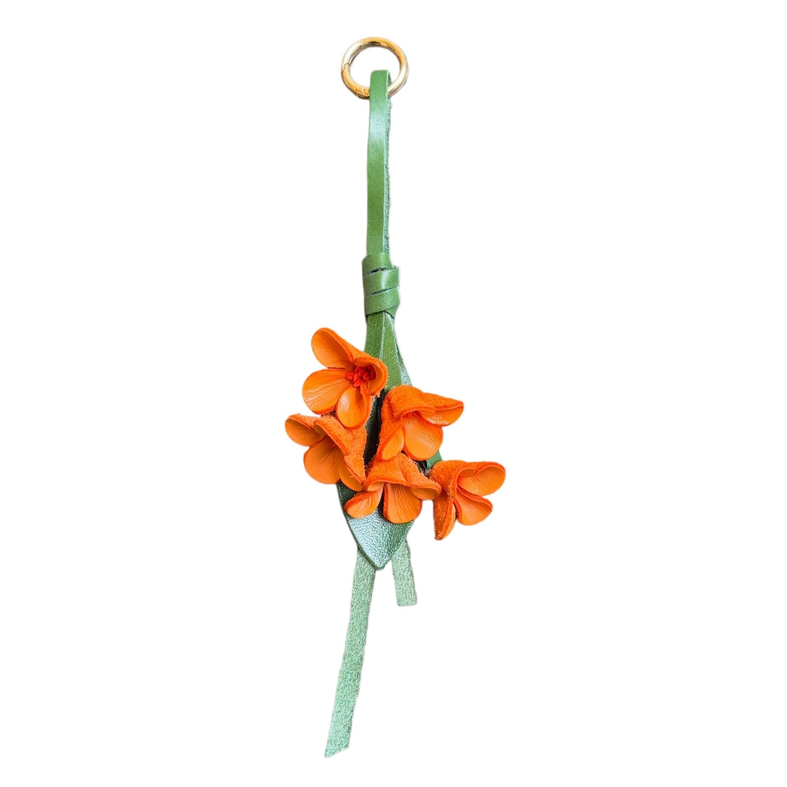 LRTJ Llavero bohemio de piel auténtica con flores, bonitos dijes para bolso de mano, dijes para bolso de mano para mujer