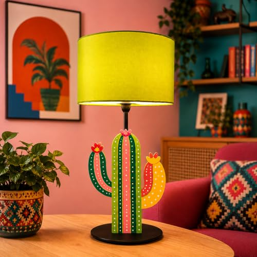 Image of THE GRANDEUR Cactus Artistic Table Lamp with Fabric Shade, 41 cm