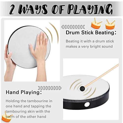 4 Pcs Kids Hand Drum Adults Wood Frame Drum Set With Drum Stick 12 Inch 10 Inch 8 Inch 6 Inch Percussion Musical Instruments For School Kids Adults Beginners Home Party Supplies (Black) #TOP2