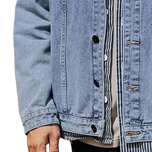 DGHM-JLMY Mens Lapel Jean Jackets Casual Loose Fit Button Down Jean Coat Denim Trucker Biker Cowboy Jacket Coats3
