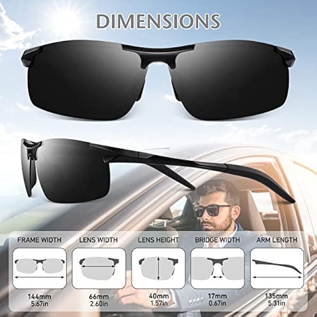 LINVO Polarized Sunglasses Men Sports Ultralight Al-Mg UV400 Protection Driving Fishing Sun Glasses