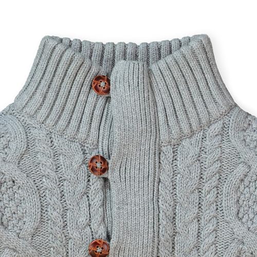 Image of Hope & Henry Boys' Mock Neck Cable Sweater with Button Placket