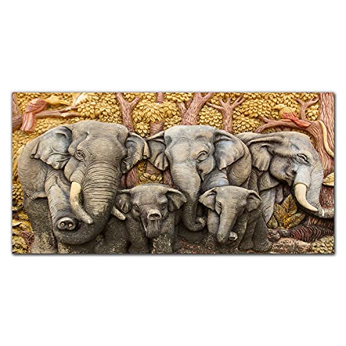 Décoration en verre trempé 100x50 cm motif éléphants