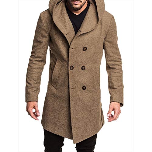 Manteau For Hommes Automne Hiver Hommes Long Trench De Trench-manteau En Coton Occasionnel Hommes De Survêtement Hommes Manteaux Et Vestes 1026 (Color : Camel, Size : Small)