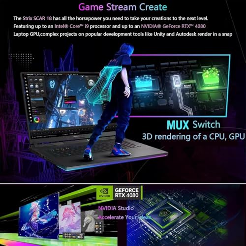 Image of ASUS ROG Strix G18 Gaming Laptop - 18 inch 240Hz WQXGA Display, Intel 24-Core i9-14900HX, RTX 4080, 64GB DDR5, 8TB SSD, Backlit Keyboard, Windows 11 Pro, Microsoft Office Lifetime, USB Hub