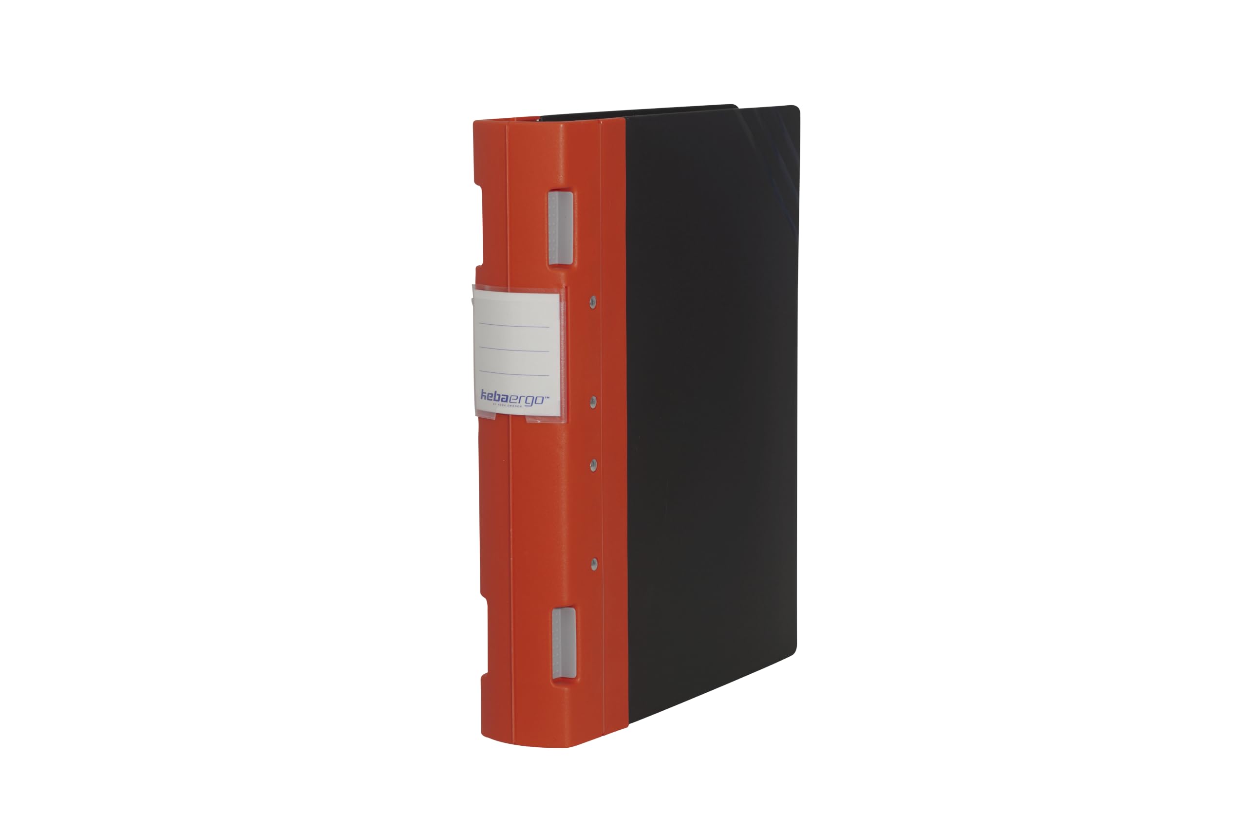 KEBA Ergogrip A4 Plus Ring Binder, Extra Wide 55mm Spine, 4 Ring / 8 Prong, Polypropylene Document Organiser, Holds 480 Sheets, Made in Sweden (RED Black Solid)